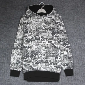 Y2K Mens Hoodie Small Gray AOP Grunge Skater Streetwear Southpole Type - Picture 1 of 5