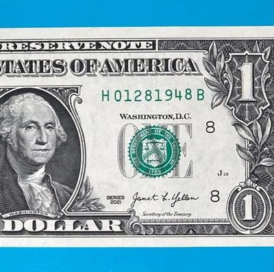 January 28, 1948 (H 01281948 B) BIRTHDAY ANNIVERSARY $1 One Dollar Bill *UNC* . - Image 1 of 4