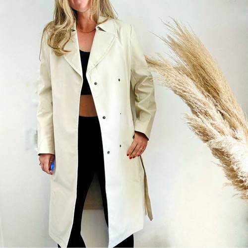 OFF WHITE BANANA REPUBLIC VINTAGE panna bianco sporco cintura fibbia trench cappotto giacca antipioggia M