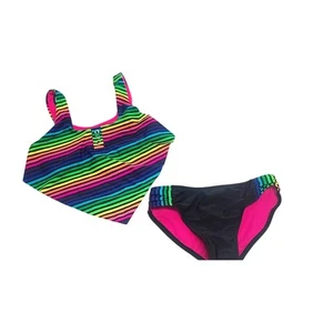 Wonder Nation rainbow stripe bikini girls size 6 - Picture 1 of 6