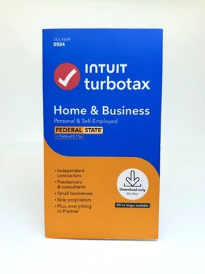 NEW TurboTax Home & Business 2024 Federal plus State Fed E-File Win & Mac SEALED - Image 1 of 4