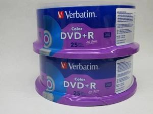 2 Packs - VERBATIM 25 Count Color DVD+R Blank Media 4.7GB 16X 120 MIN *SEALED* - Picture 1 of 6
