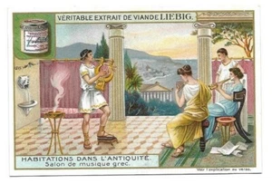 Salon de musique grec - Habitation Antiquité -- Chromo Liebig - Trade card - Picture 1 of 2
