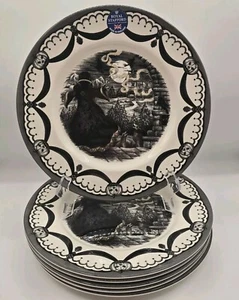 Royal Stafford Halloween Guardian Sorcerer Moon Witch Wolf Set / 6 Dinner Plates - Picture 1 of 6