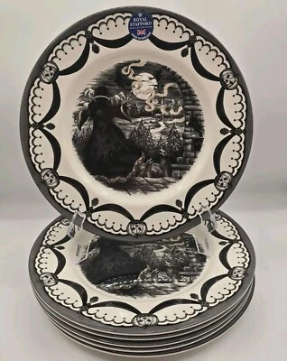 Royal Stafford Halloween Guardian Sorcerer Moon Witch Wolf Set / 6 Dinner Plates - Image 1 of 4