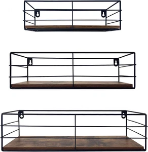 Floating Shelves Wall Mounted Set of 3, Hanging Storage Wall Shelf for Bathroom, - Picture 1 of 12
