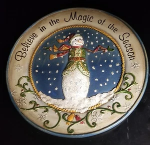 Holiday Traditions Raised 3D Snowman Plate by Carson - Picture 1 of 4