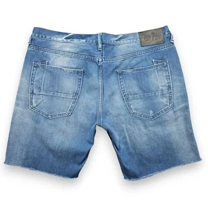 PRPS Short Mens 40 (Tag 42) Blue Jean Shorts Button Fly Distress Denim - Picture 1 of 17
