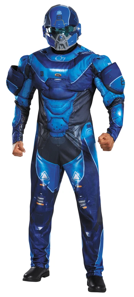 Blue Spartan Muscle Adult Mens Costume HALO Halloween Disguise - Image 1 of 1