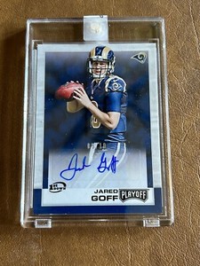 2016 Playoff Jared Goff Rookie Auto 1st Down 6/10 #1 Clean, Leaf Encapsulated