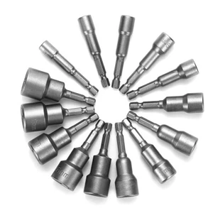 10PCS 1/4" 6-19mm Hex Magnetic Nut Driver Socket Set Metric Impact Drill Bits - Picture 1 of 9