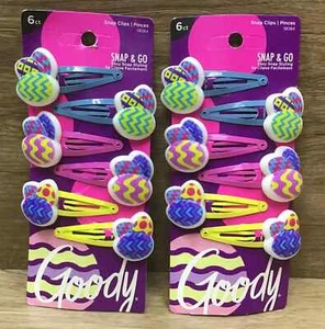 Goody Snap & Go Easter Eggs Easter Bunny Holiday Rainbow Snap Hair Clips 12ct - Picture 1 of 3