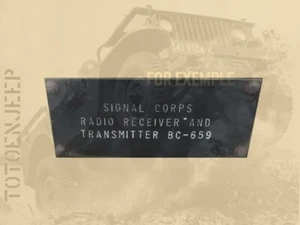 plate plaque plaquette radio BC659 ALU jeep willys scr 610 gi us ww2 - Imagen 1 de 4