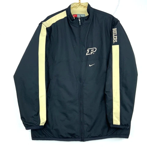 Vintage Purdue Boilermakers Nike Full Zip Light Jacket Size Large Black Ncaa Cover