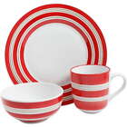 12 Piece Round Fine Ceramic Dinnerware Set in Red