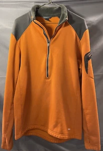 REI Pullover coat M Size large, half zip, orange and gray, pocket on sleeve. - Picture 1 of 13