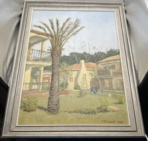 Oil Painting On Board - Mediterranean Suburbs By J.R. Laws (1982) 40x30cm - Picture 1 of 2