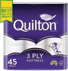 Quilton 3 Ply Toilet Tissue (180 Sheets per Roll, 11x10cm), Pack of 45. - Picture 1 of 6