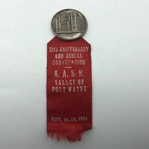 1934 Vintage AASR Antico Rito Scozzese Accettato FOB Spilla Rotta Fort Wayne COSÌ COM'È D2 - Foto 1 di 12