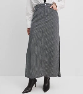 Country Road Skirt Size 6 Denim Navy Stripe Cotton Long Maxi CR Clothing - Picture 1 of 17