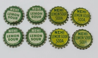 Lote de 8 coronas de metal forradas de corcho para botellas de refresco agrio de limón Nehi Foto 1 de 4