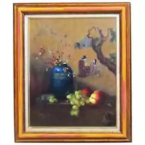 Ruth Reininghaus Pastel Chinoiserie Still Life Painting Chinese Asian Modern Art - Picture 1 of 5