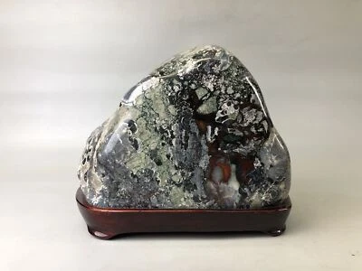 Y7531 OKIMONO Suiseki viewing stone wooden stand Japan antique interior decor - Image 1 of 4