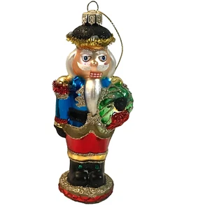 Formglas Weihnachtsschmuck Nussknacker mit Glitzer 5,5" hoch rot blau neu - Bild 1 von 11