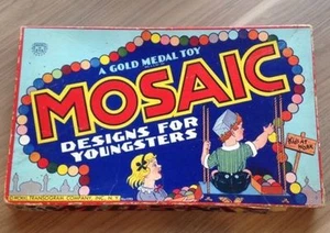 Vintage 1940 Mosaic Designs for Youngsters Transogram Art Game A Gold Medal Toy - Picture 1 of 11