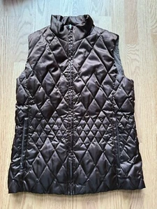 Lands End Damen Satin Gänsedaunen Weste Größe Small gesteppt durchgehender Reißverschluss sattes Braun - Bild 1 von 7