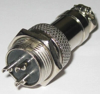 Male / Female 3 Pin Threaded Connector Pair - 5 Amp - 16mm Panel Mount with Nut - Image 1 of 4