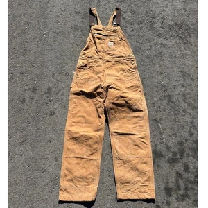 Cream Brown Carhartt Overalls 34x31 Relaxed Fit Mens Workwear Overall Bibs - Picture 1 of 8
