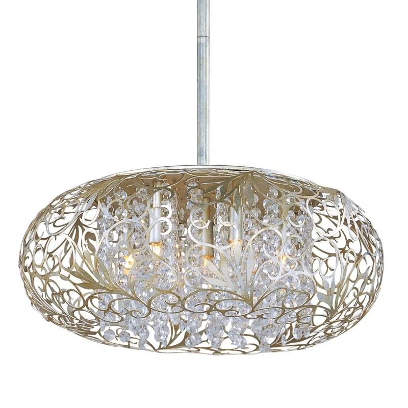 Colgante Maxim 24154 plata arabesco 7 luces 18" W con pantalla metálica Foto 1 de 4