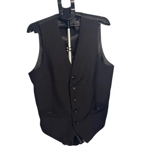 Gioberti Men’s Black Dress Vest L Button Front Formal Waistcoat Poppull Grade A - Picture 1 of 10
