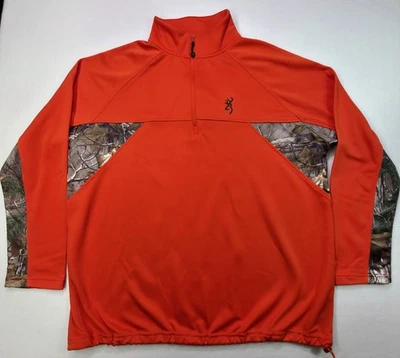 BrowninG Pullover Mens 2XL Camouflage Hunter Orange 1/4 Zip Jacket Limited Use - Image 1 of 4