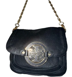 Cartera Bandolera Tory Burch Amanda Negra Dorada de Colección, Herrajes, Cuero Guijarro - Imagen 1 de 23