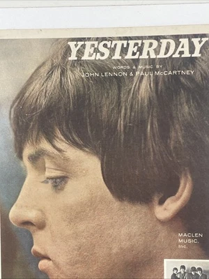 Yesterday Lennon & McCartney Beatles Vintage Sheet Music 1965 Maclen Music - Image 1 of 4