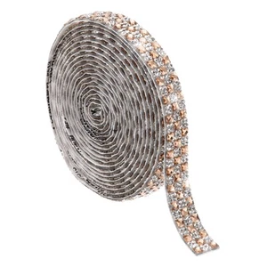 Rotolo di nastro autoadesivo con strass 3 iarde (champagne, larghezza 12 mm/0,47") - Foto 1 di 6