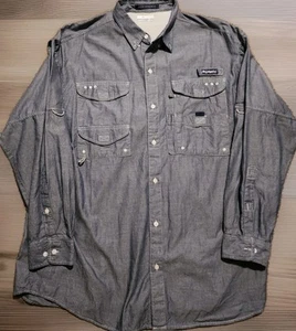 Camisa de pesca Columbia Super Bonehead para hombre XL azul gris cambray ventilada PFG - Imagen 1 de 8