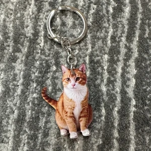 Cat Keychain Ginger Kitty Cute Keyring Bag Charm Cute Dangle Fob Cat Lady Gift - Picture 1 of 5