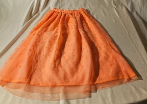 Cat & Jack Girls Halloween Long Skirt XS 4 / 5 Orange 3 Layers Elastic Waist - Picture 1 of 6