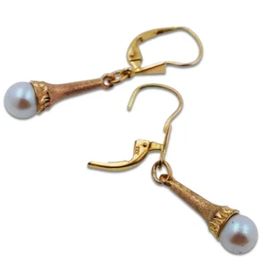 Ohrringe 333 Gold 8 Karat Gelbgold Ohrhänger Perle Damen Wert 390,- - Bild 1 von 6