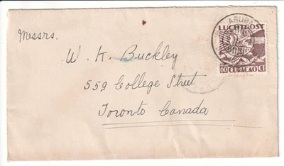 St. Nicholas, Aruba to Toronto, Canada Airmail Cover - 1939 - Image 1 of 2
