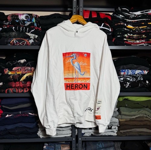 Felpa bianca con cappuccio Heron Preston