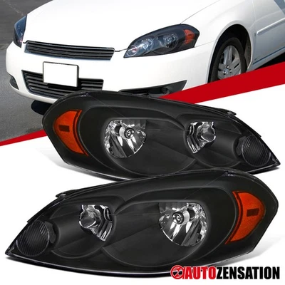 Fit 2006-2013 Chevy Impala 06-13 Black Headlights Lamps Replacement Left+Right Foto 1 de 4