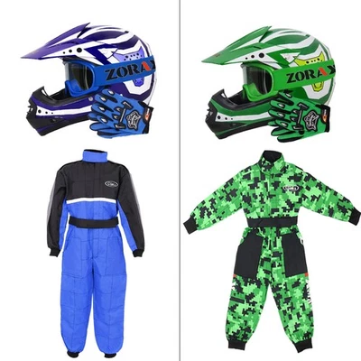 ZORAX ZOR-X17 Kids Motocross Motorbike MX Helmet Goggles Gloves Race Suit QUAD - Image 1 of 4