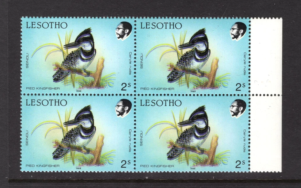 Pájaros M23161 Lesotho 1988 SG791Var. 2s bloque de 4 con PÁJARO IMPRESO DOBLE UMM Foto 1 de 1
