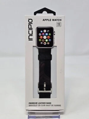 Incipio Premium Leather Apple Watch Band (42mm) - Black / Silver - New - Image 1 of 2
