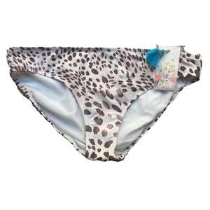 Johnny Was Sz L Oksana Hipster Bikini Swim Bottom Animal Leopard Print Brown - Picture 1 of 9