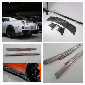 Kit de faldas laterales de fibra de vidrio sin pintar ala trasera para estilo GTR R35 TS - Imagen 1 de 5